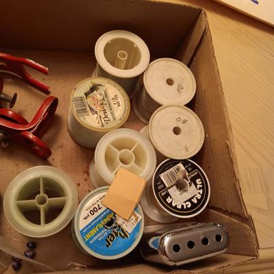 FISHING LINE, HAND WARMER AND POLE HOLDERS