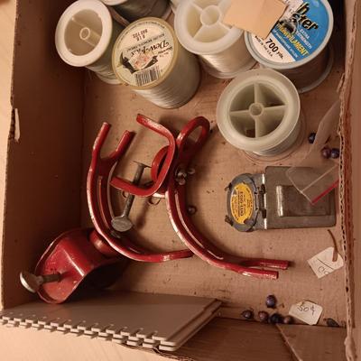 FISHING LINE, HAND WARMER AND POLE HOLDERS