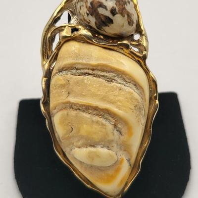 Shell Encrusted Heart Box & Two Large Shell Rings