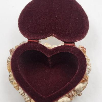 Shell Encrusted Heart Box & Two Large Shell Rings