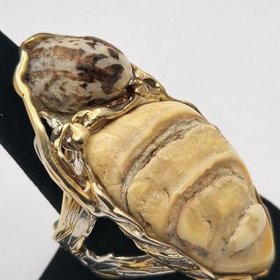 Shell Encrusted Heart Box & Two Large Shell Rings