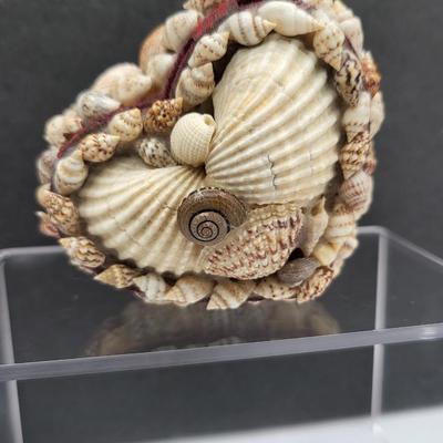 Shell Encrusted Heart Box & Two Large Shell Rings