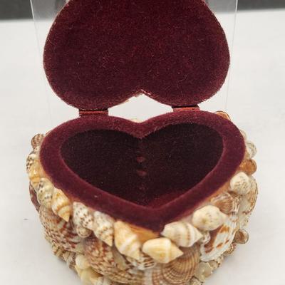 Shell Encrusted Heart Box & Two Large Shell Rings