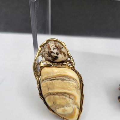Shell Encrusted Heart Box & Two Large Shell Rings