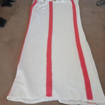 HANDMADE AFGHAN AND A METAL AFGHAN HOLDER