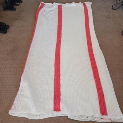 HANDMADE AFGHAN AND A METAL AFGHAN HOLDER