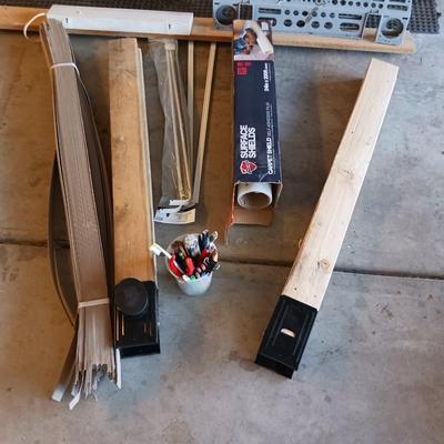 CARPET SHIELD, SAWHORSE LEGS, CARDBOARD SHIMS AND MORE