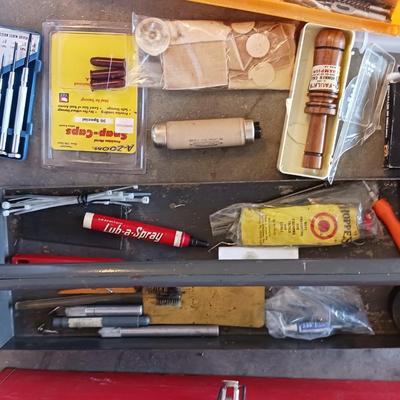 METAL TOOL BOX FULL OF USEFUL THINGS