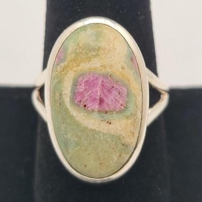 Three SS Rings - Ruby In Zoisite, Natural Amber & Opal 24.7gr