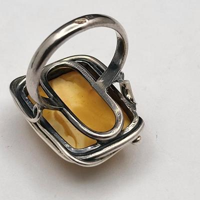 Three SS Rings - Ruby In Zoisite, Natural Amber & Opal 24.7gr