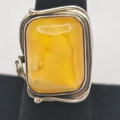 Three SS Rings - Ruby In Zoisite, Natural Amber & Opal 24.7gr