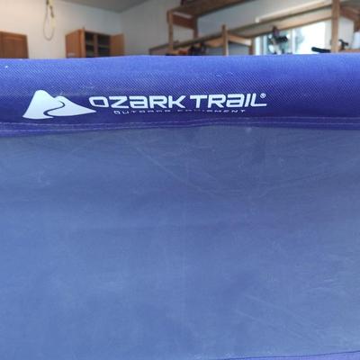 OZARK TRAIL STADIUM CHAIRS, CLIP ON UMBRELLA, BEVERAGE COOLER AND PICNIC BASKET