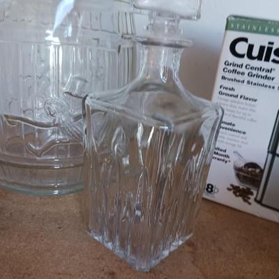 PLANTERS PEANUTS GLASS CANISTER, COFFEE GRINDER, PYREX BOWL AND MORE