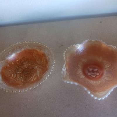2 CARNIVAL GLASS BOWLS