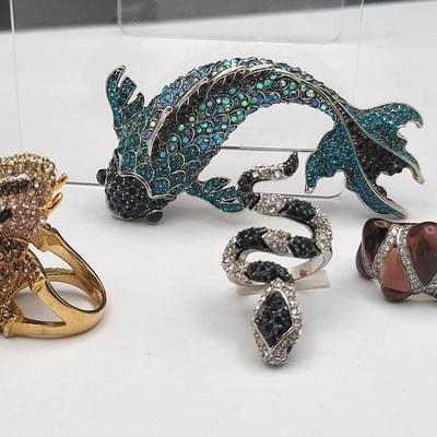Bling Figurals - Rhinestone/Crystal Brooch, Rings