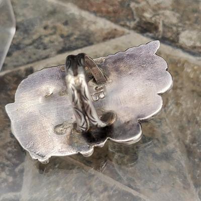 Impressive Native American JB Turquoise & Leaf Design Ring