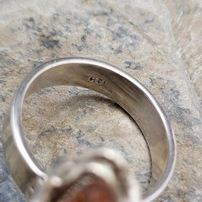 Genuine Amber Free-Form Nugget Pendants & SS Ring