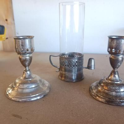 SILVER PLATED CANDLE HOLDERS