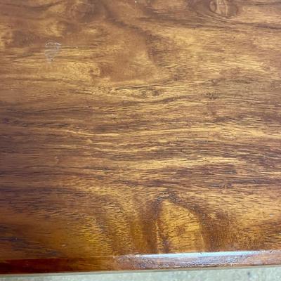 Vintage Rattan Bamboo Coffee Table with Wood Tabletop
