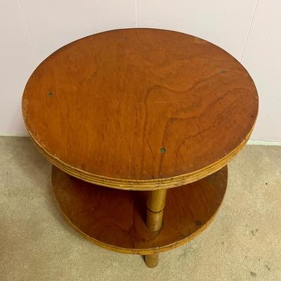 Round Bamboo 2 level Table Mid Century