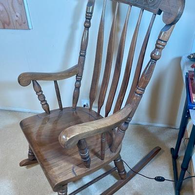 Vintage Walnut Wood Rocking Chair - very solid!