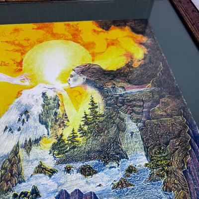 Surrealistic Watercolor Painting Framed Under Glass Signed!!!