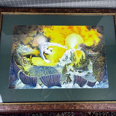 Surrealistic Watercolor Painting Framed Under Glass Signed!!!