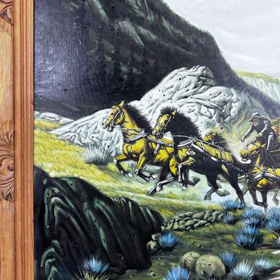 Stage Coach Actual Painting Acrylic Singed by  C.S. Park 