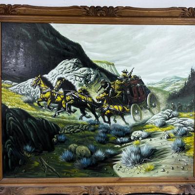 Stage Coach Actual Painting Acrylic Singed by  C.S. Park 