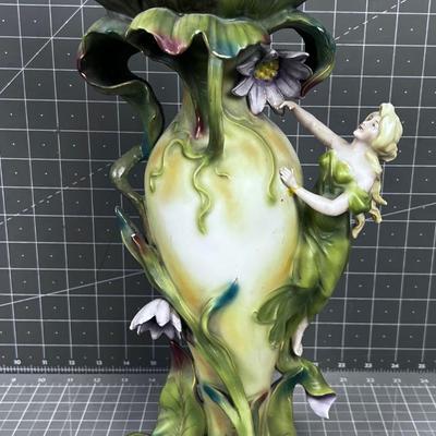 Art Nouveau Saxony Germany Water Lilies Vase 