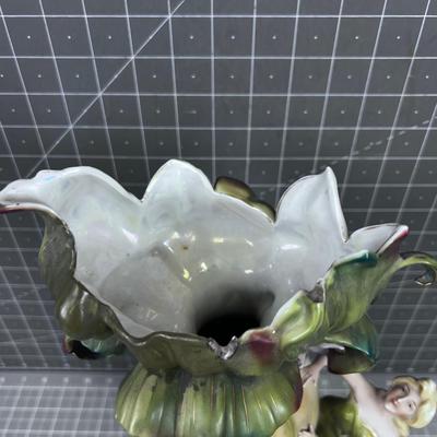 Art Nouveau Saxony Germany Water Lilies Vase 