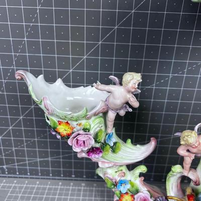 Dresden Floral Cherubs CENTERPIECE 