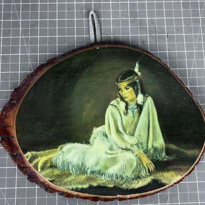 Indian Woman - Yellow Stone Souvenir Wall Plaque