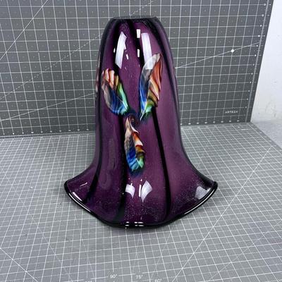 Hand Blown Glass Vase Fluted WOW! PRETTY! 