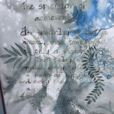 Framed Water Color Inspirational Poem, Signed