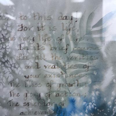 Framed Water Color Inspirational Poem, Signed