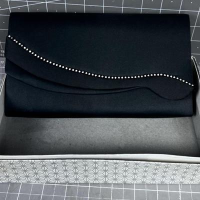 Black Rhinestone Clutch Evening Bag, NEW in original Box