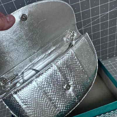 Jay Renee Silver Clutch Snake Skin Appearance