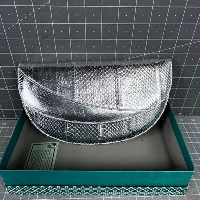 Jay Renee Silver Clutch Snake Skin Appearance