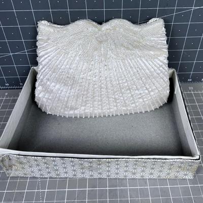 Beaded White Evening Purse