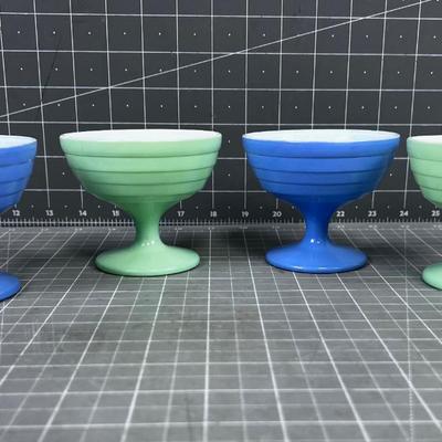 (4) Modern Tone Glass Custard / Dessert