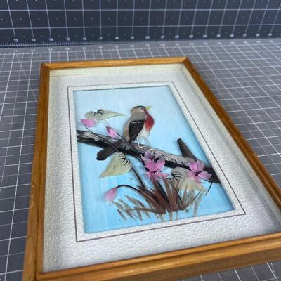 Fascinating Bird Picture made of Authentic Feathers. 