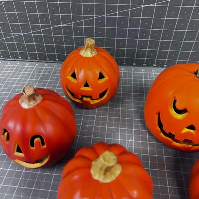 Collection of 5 Pumpkin JACK-O-Lanterns Smaller 