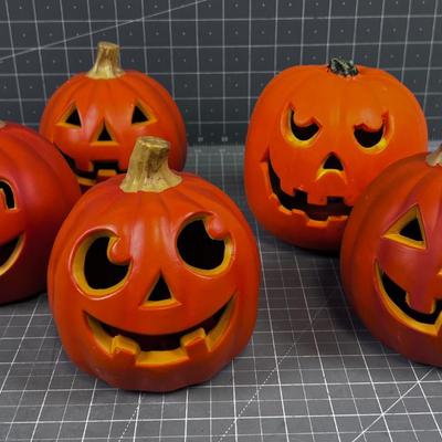 Collection of 5 Pumpkin JACK-O-Lanterns Smaller 