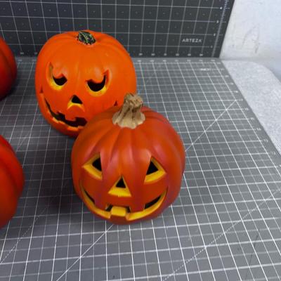Collection of 5 Pumpkin JACK-O-Lanterns Smaller 