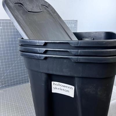 3 LARGE Black Halloween Totes with Lids 