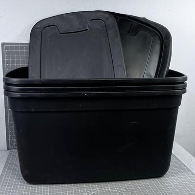 3 LARGE Black Halloween Totes with Lids 