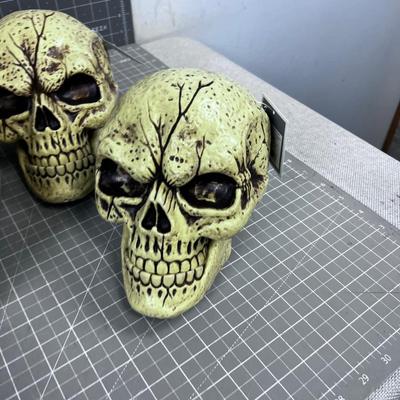 Plastic SKULLS (7) Plus Bonus Dish for Candy or Whatever