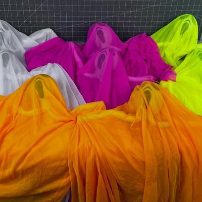 (8) Neon Fabric Ghosts; Perfect for the Haunted Forest 