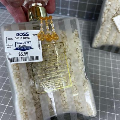 Glass Jars: Bath Salts  (2) La Soie Vanilla Almond Scented Bath Salt